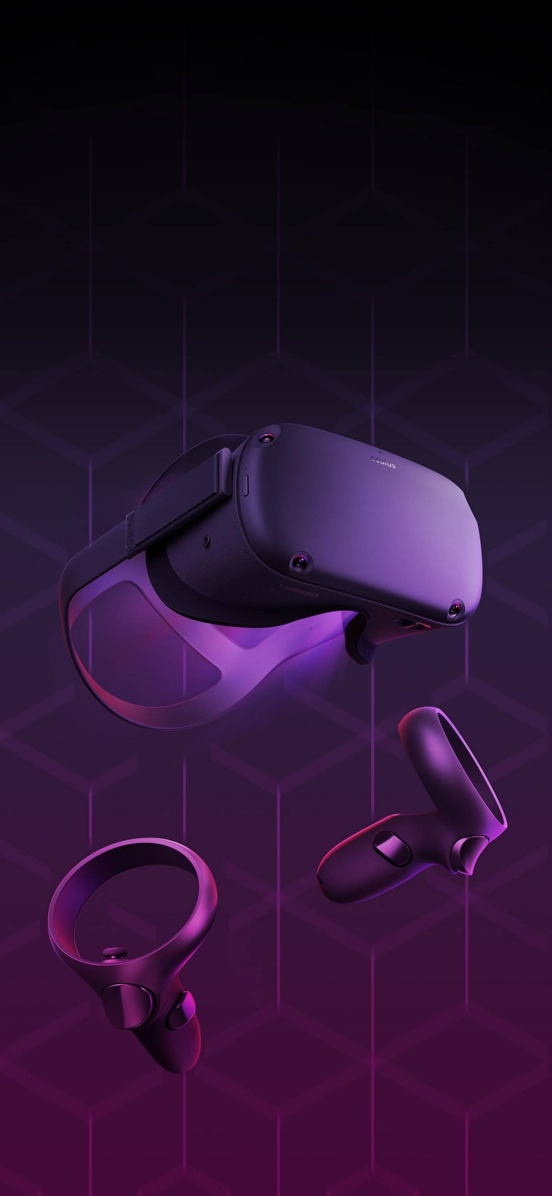 Oculus Quest 2, purple, hexagonal grid, 4K Phone Wallpaper