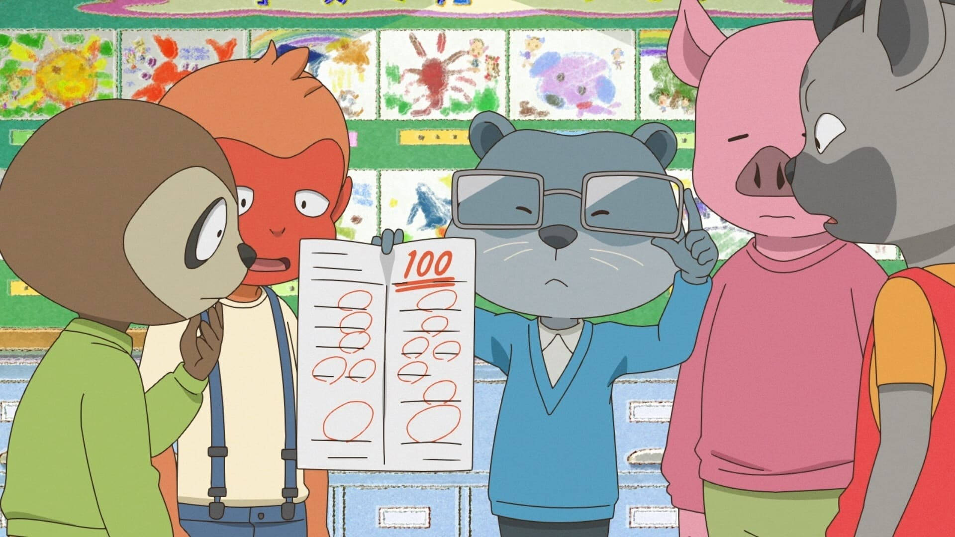 Odd Taxi, rat teacher, classroom scene, Full HD Desktop Wallpaper