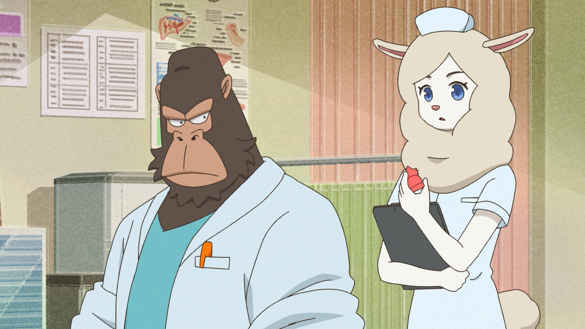 Odd Taxi, gorilla doctor, sheep nurse, Full HD Desktop Wallpaper