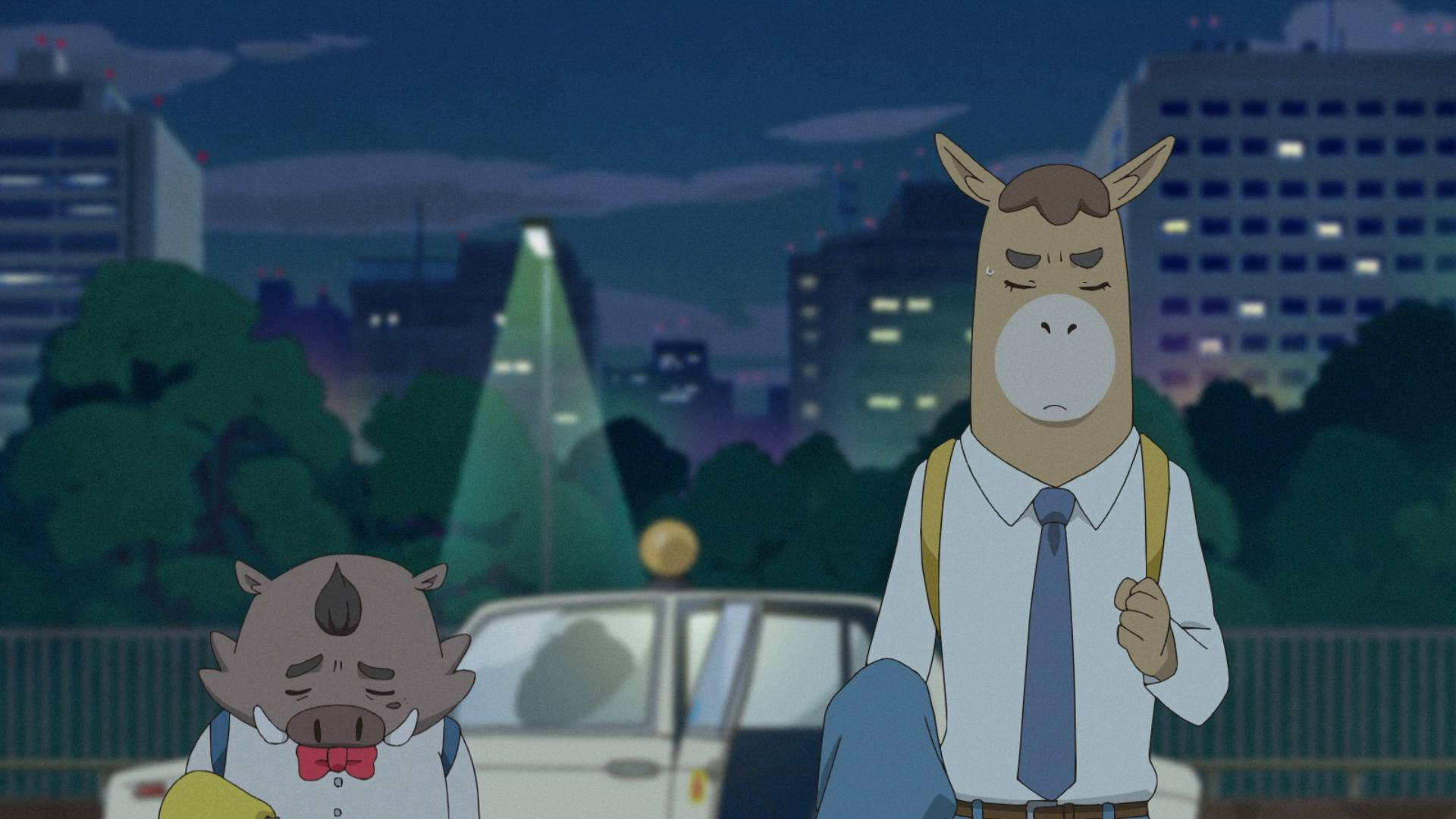 Odd Taxi, anthropomorphic animals, business attire, Full HD Desktop Wallpaper