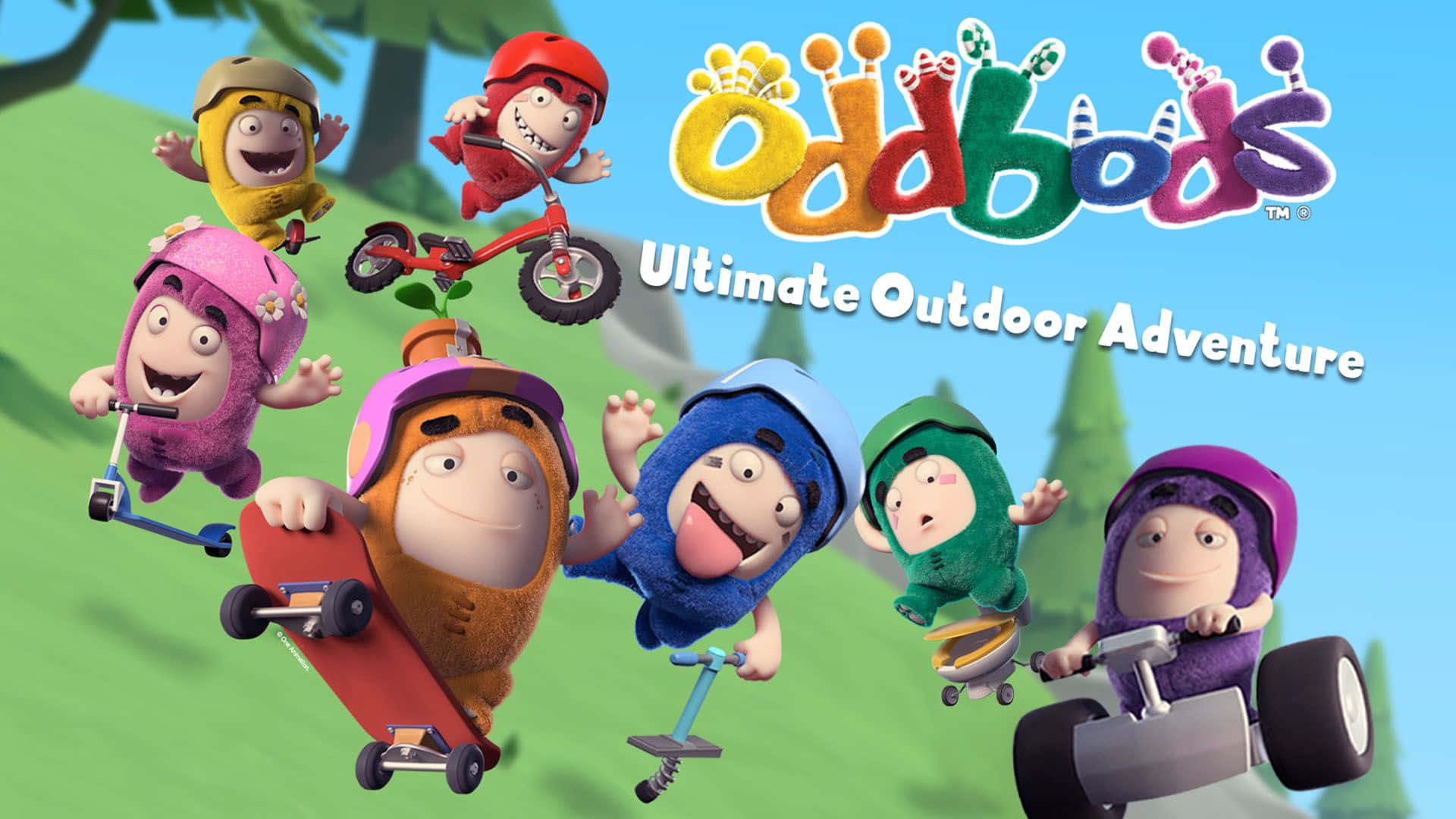 Oddbods, scooters, skateboards, Full HD Desktop Wallpaper