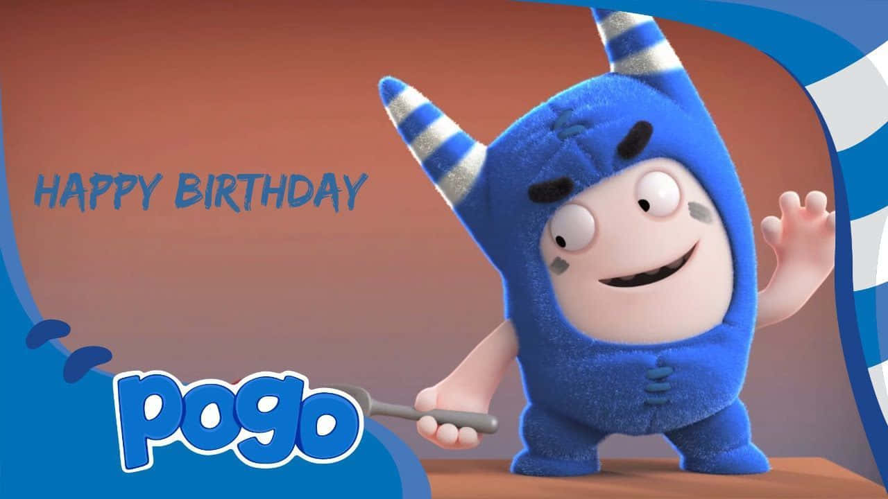 Oddbods, blue cartoon character, striped horns, HD Desktop Wallpaper