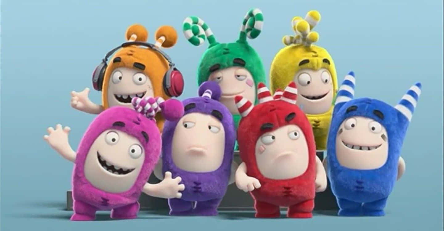 Oddbods, colorful cartoon monsters, unique hats, HD Desktop Wallpaper