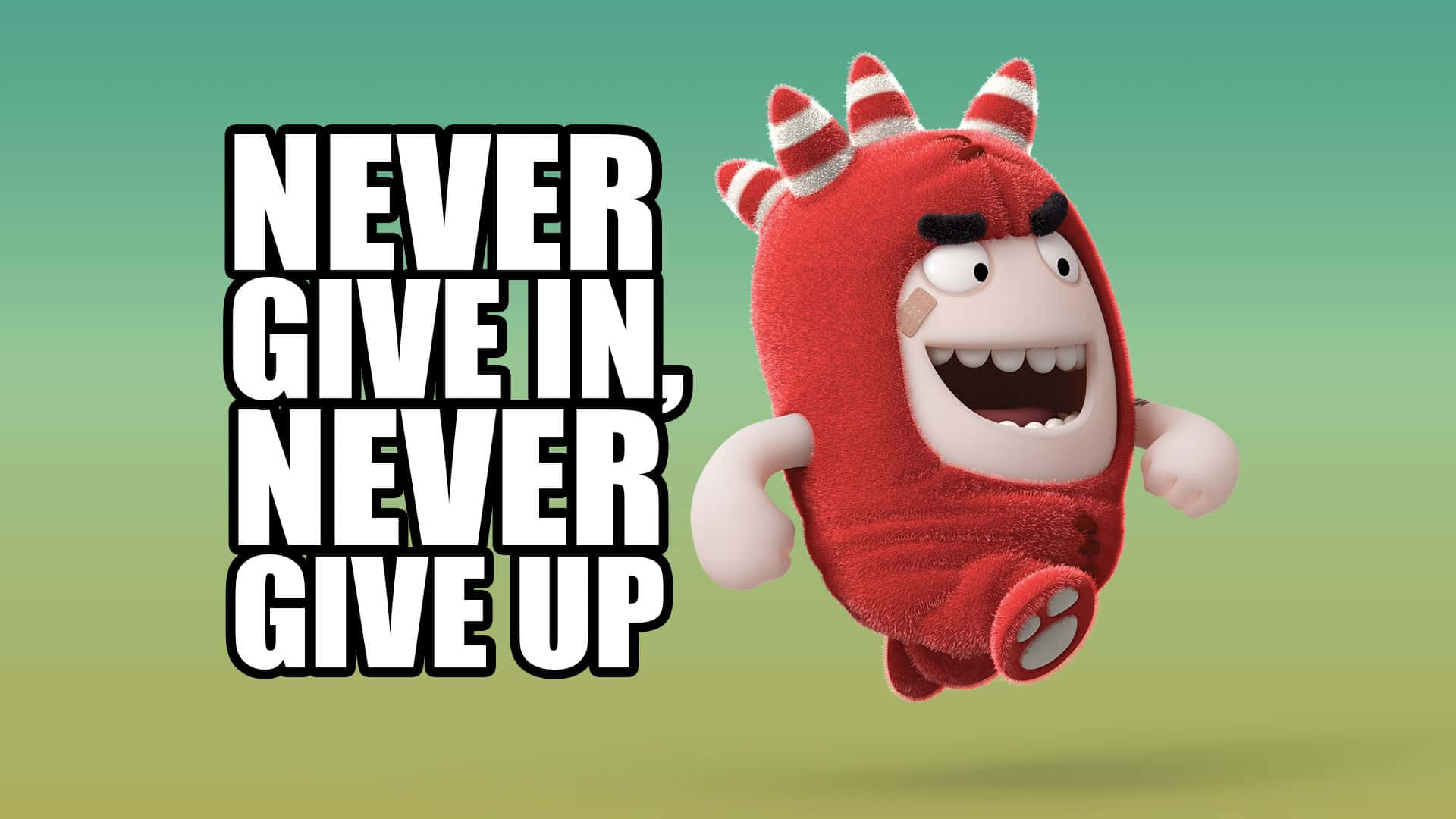 Oddbods, red cartoon monster, striped horns, Full HD Desktop Wallpaper
