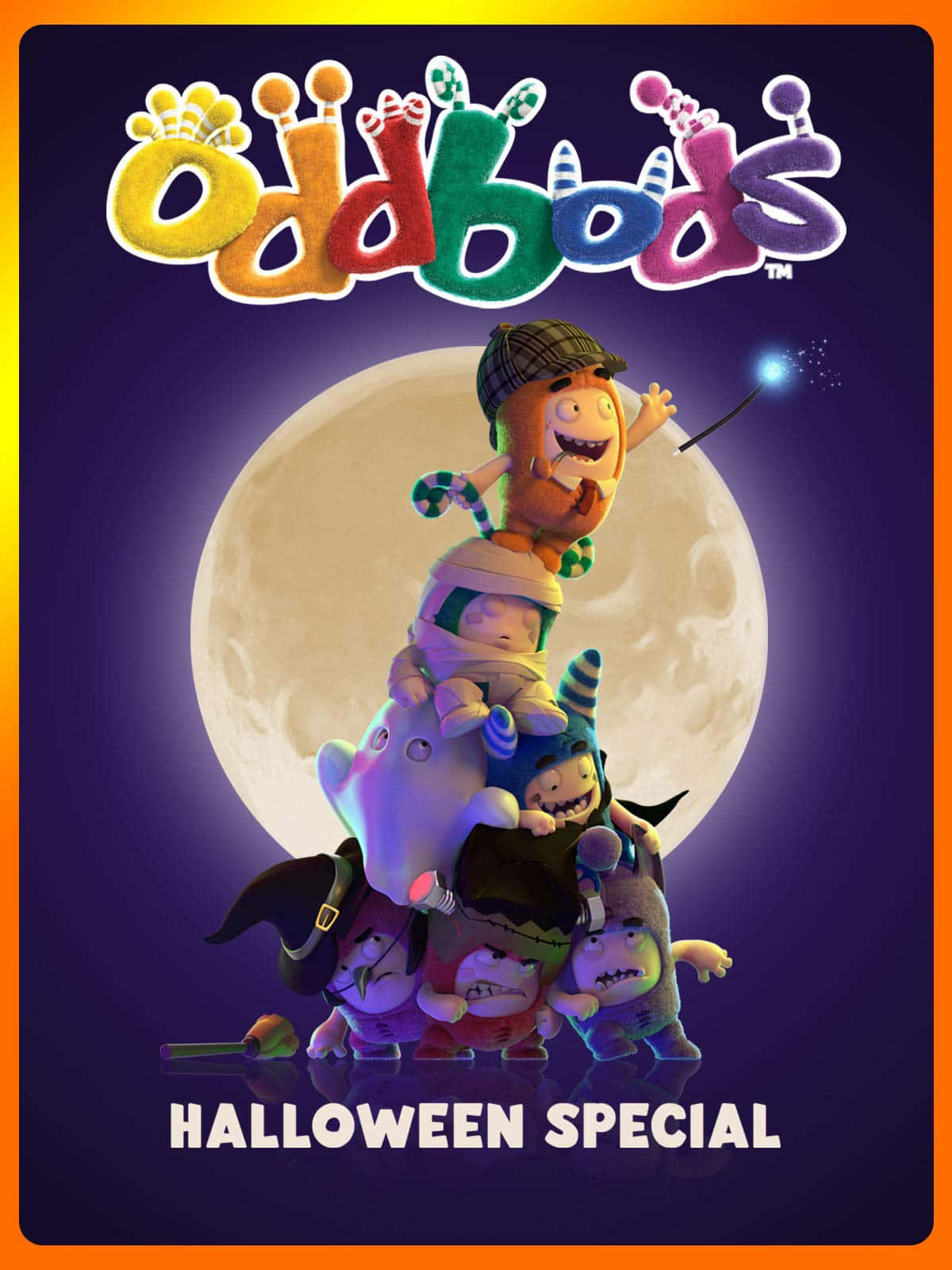 Oddbods, Halloween costumes, glowing full moon, HD Phone Wallpaper