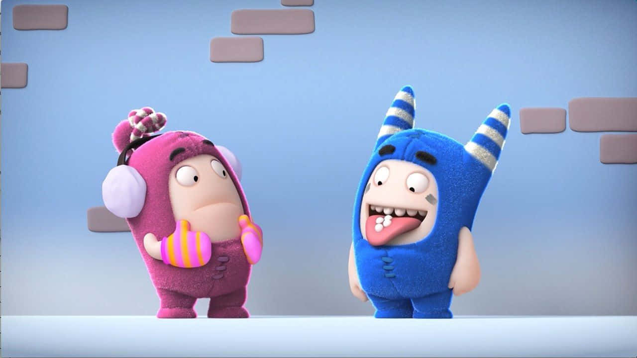 Oddbods, pink, blue, HD Desktop Wallpaper