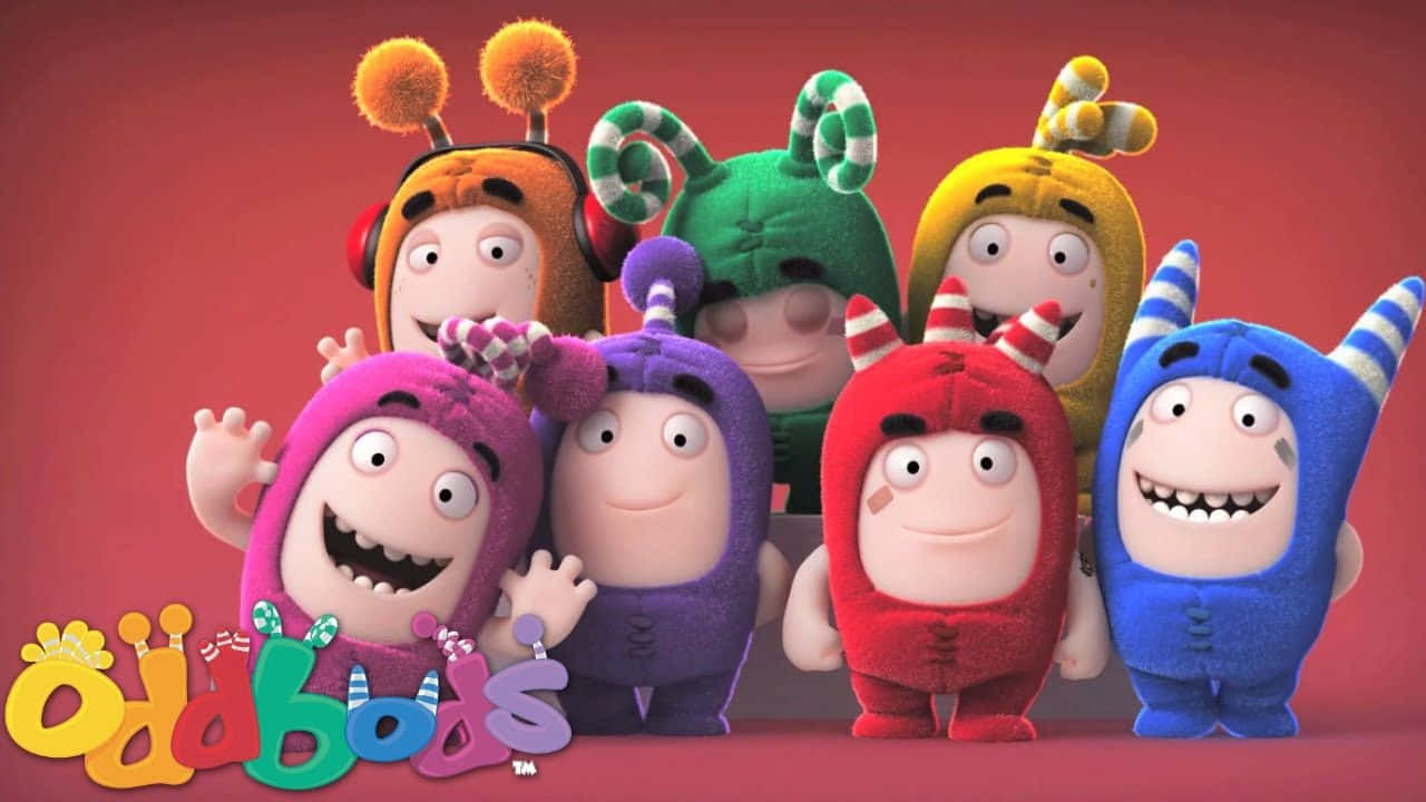 Oddbods, Seven colorful, fuzzy cartoon characters, unique hats, HD Desktop Wallpaper