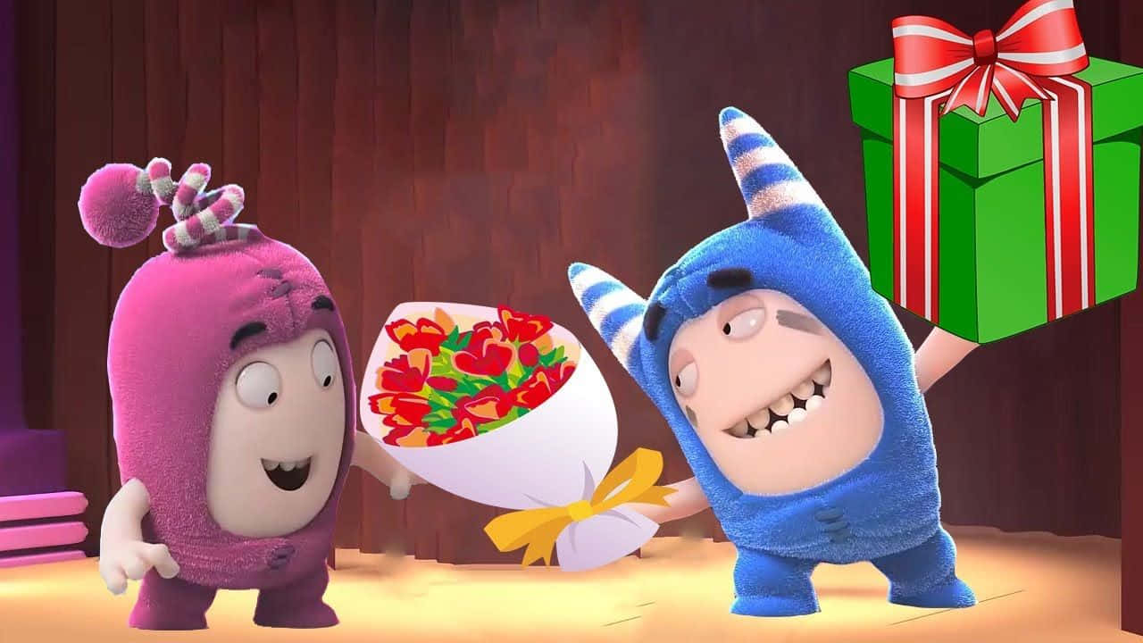 Oddbods, pink, blue, HD Desktop Wallpaper