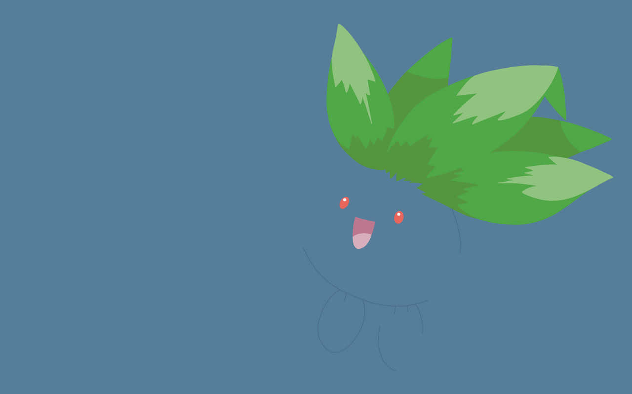 Blue Oddish, leafy green hair, red eyes, HD Desktop Wallpaper