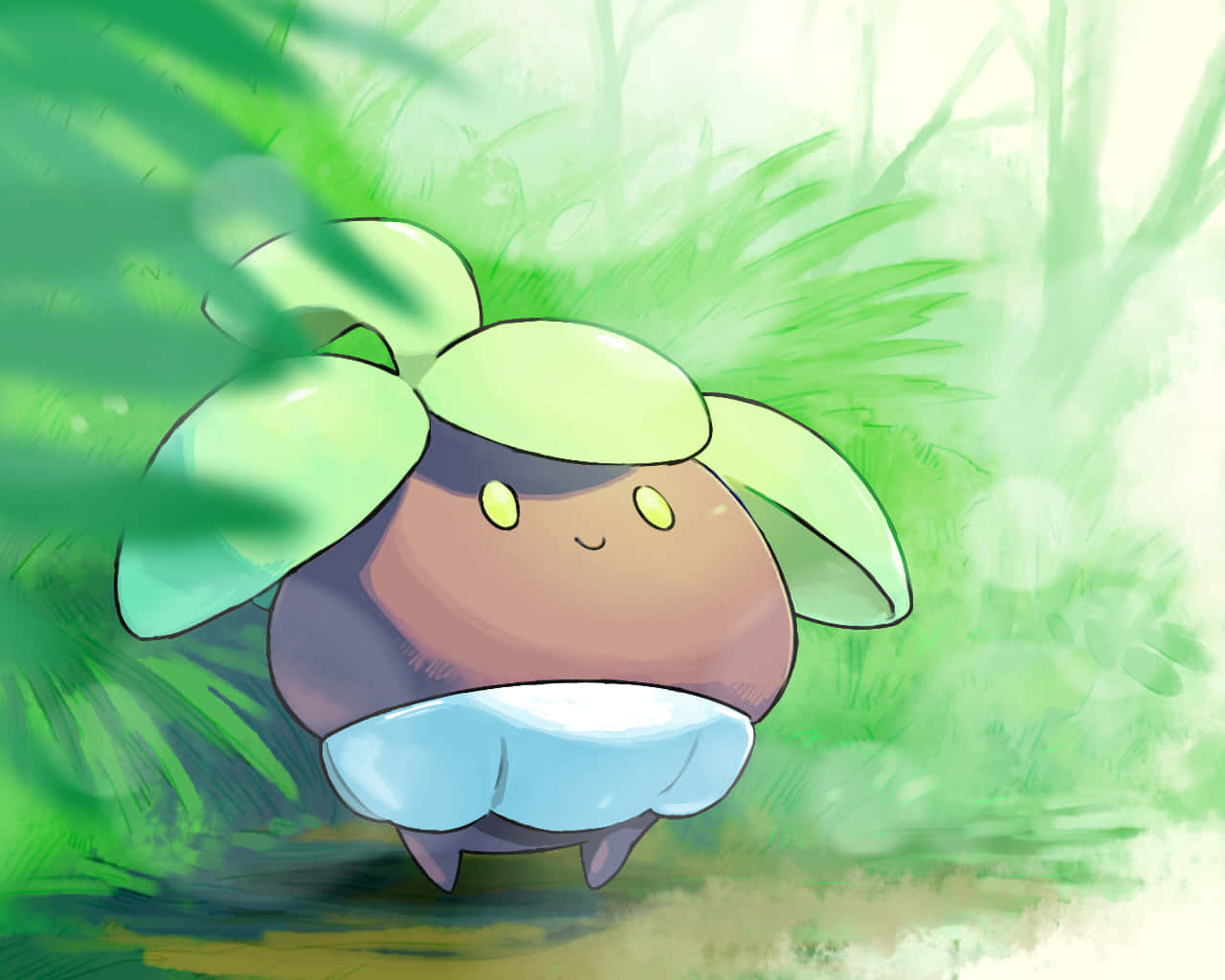 Oddish, Shaded Oddish, bright green forest clearing, HD Desktop Wallpaper