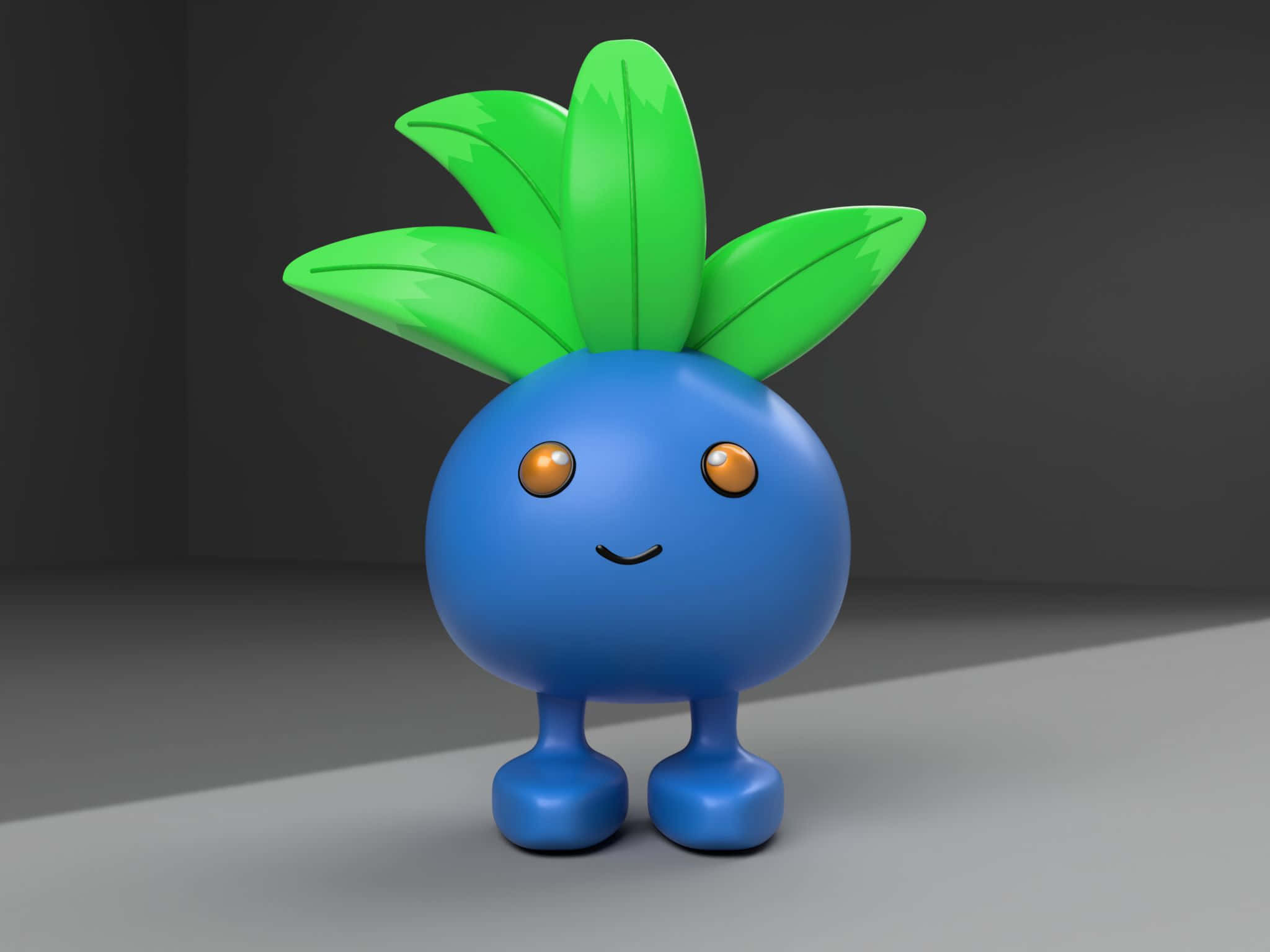 Oddish, blue, green leafy hair, Full HD Desktop Wallpaper
