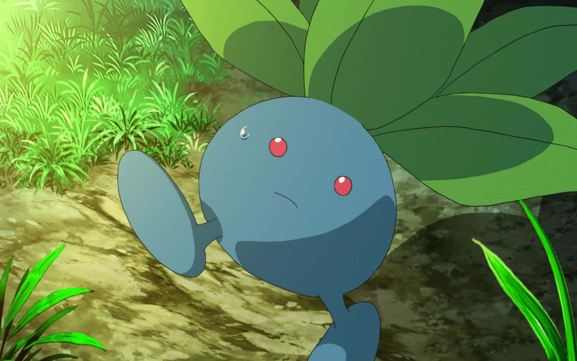 Oddish, blue anime Pokémon, red eyes, Full HD Desktop Wallpaper
