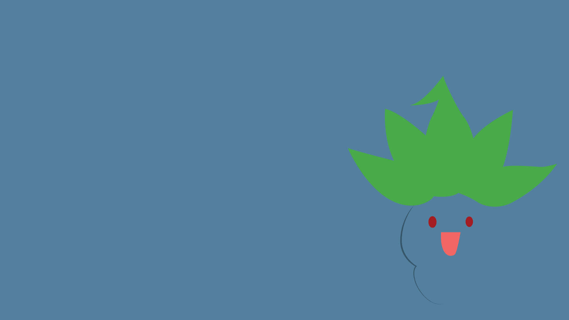 Oddish, green leaf hair, pink tongue, Full HD Desktop Wallpaper