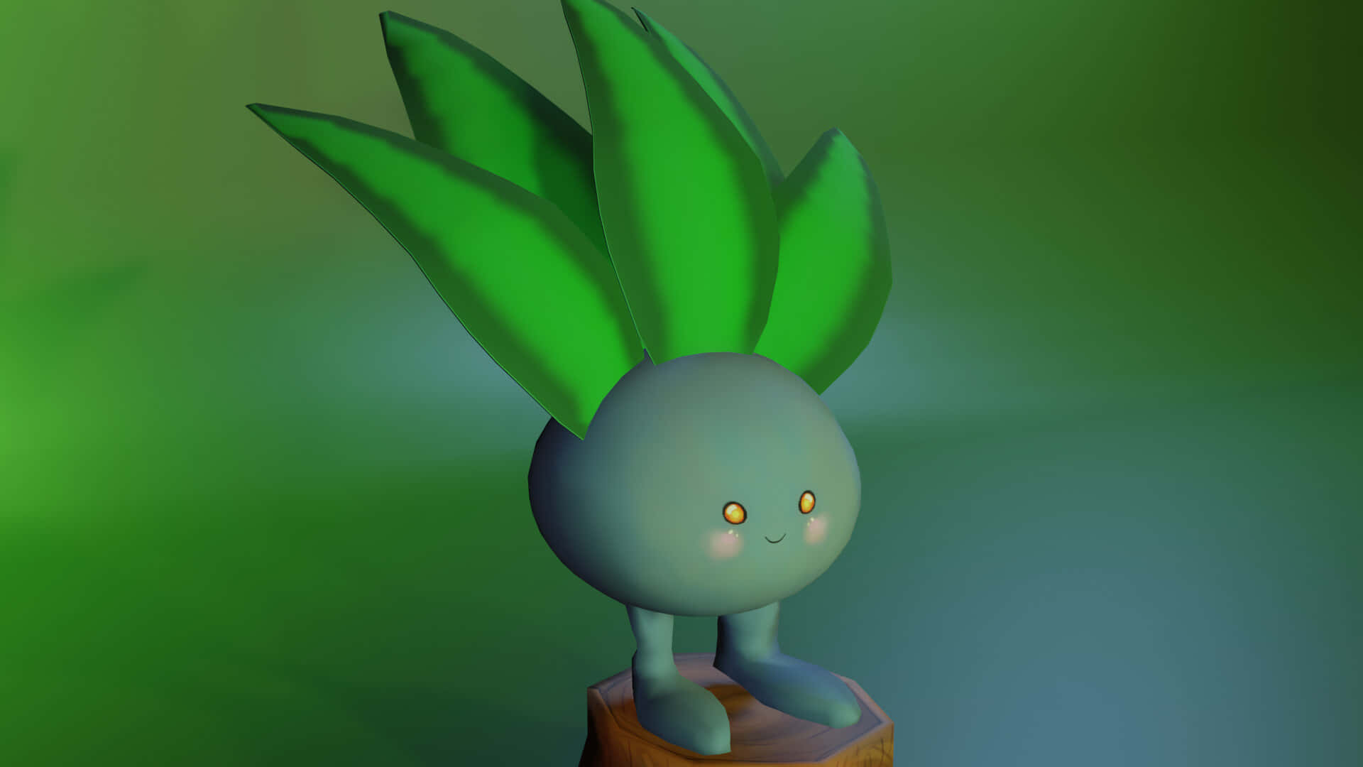 Oddish, green plant creature, leafy hair, Full HD Desktop Wallpaper