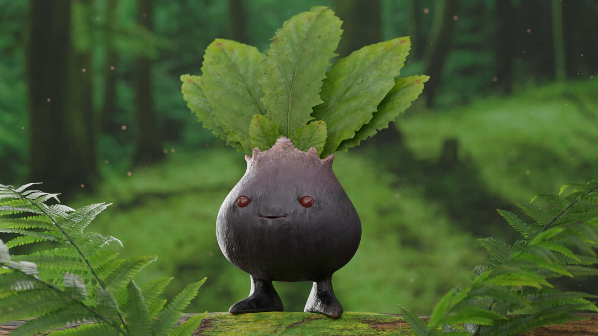 Oddish, dark purple, leafy green top, Full HD Desktop Wallpaper