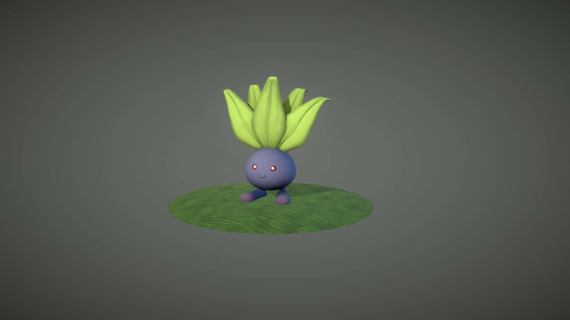 Oddish, blue, leafy green hair, Full HD Desktop Wallpaper