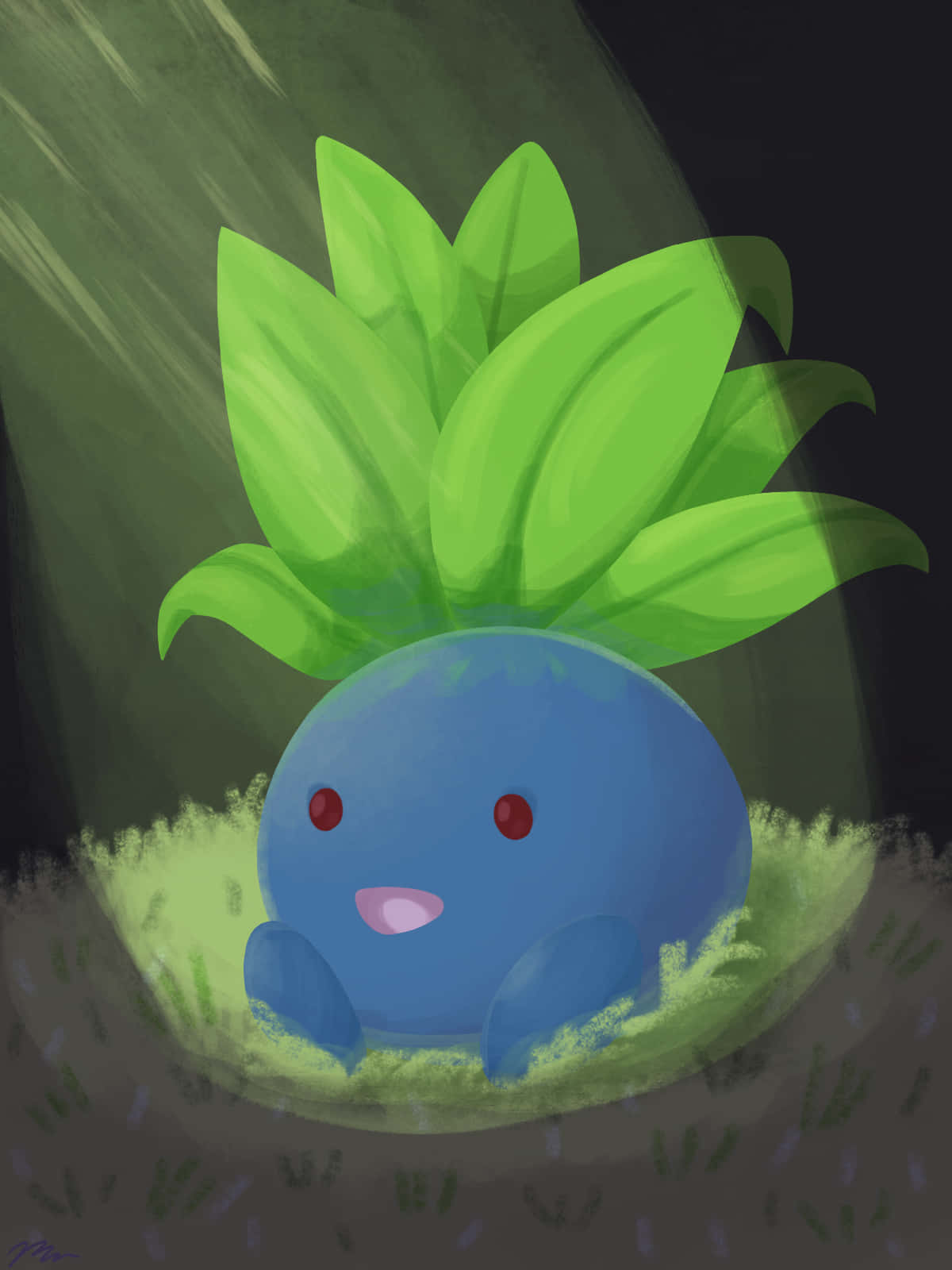 Oddish, blue, green leafy hair, HD Phone Wallpaper