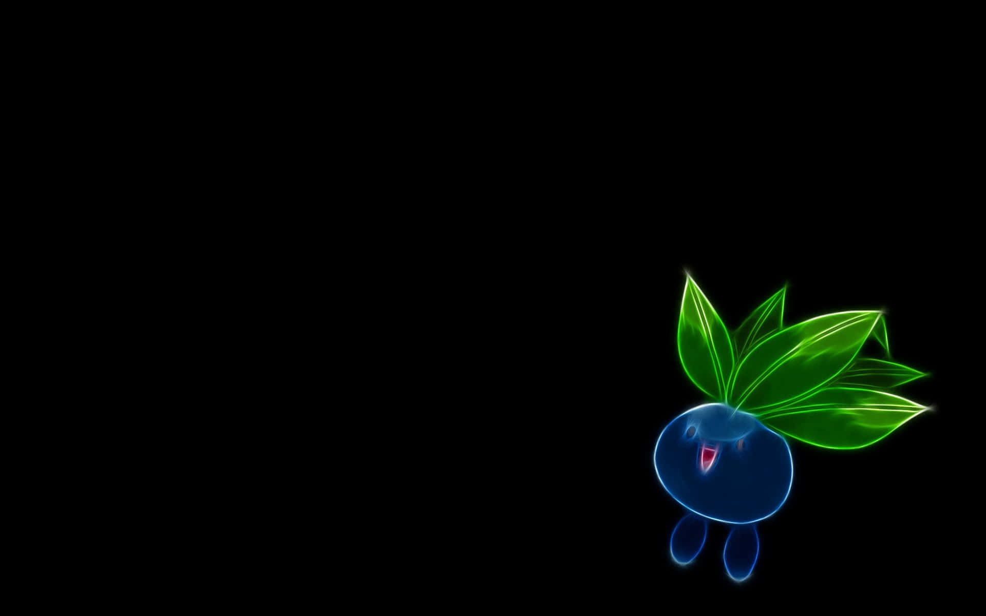 Glow Art Oddish, glowing blue, green leaves, Full HD Desktop Wallpaper