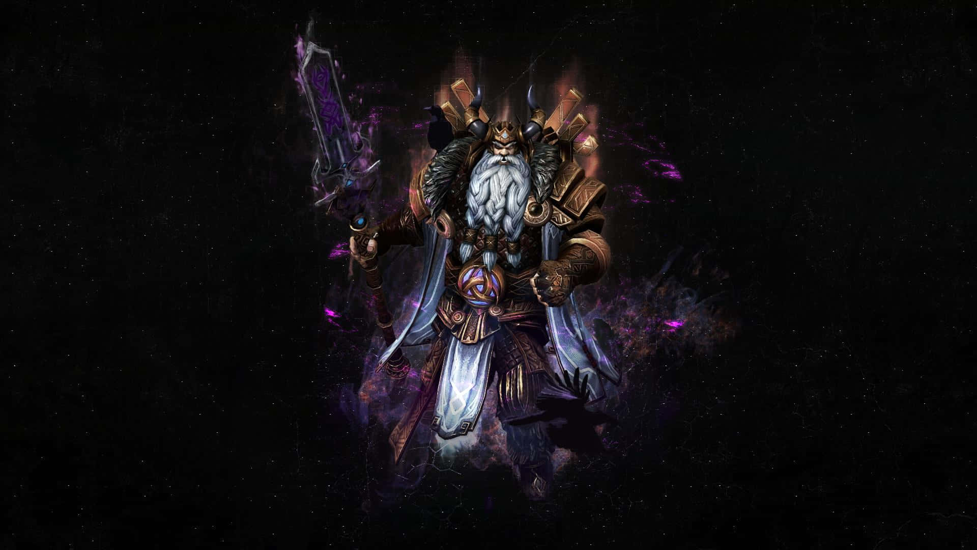 Odin, bearded fantasy warrior, ornate armor, Full HD Desktop Wallpaper