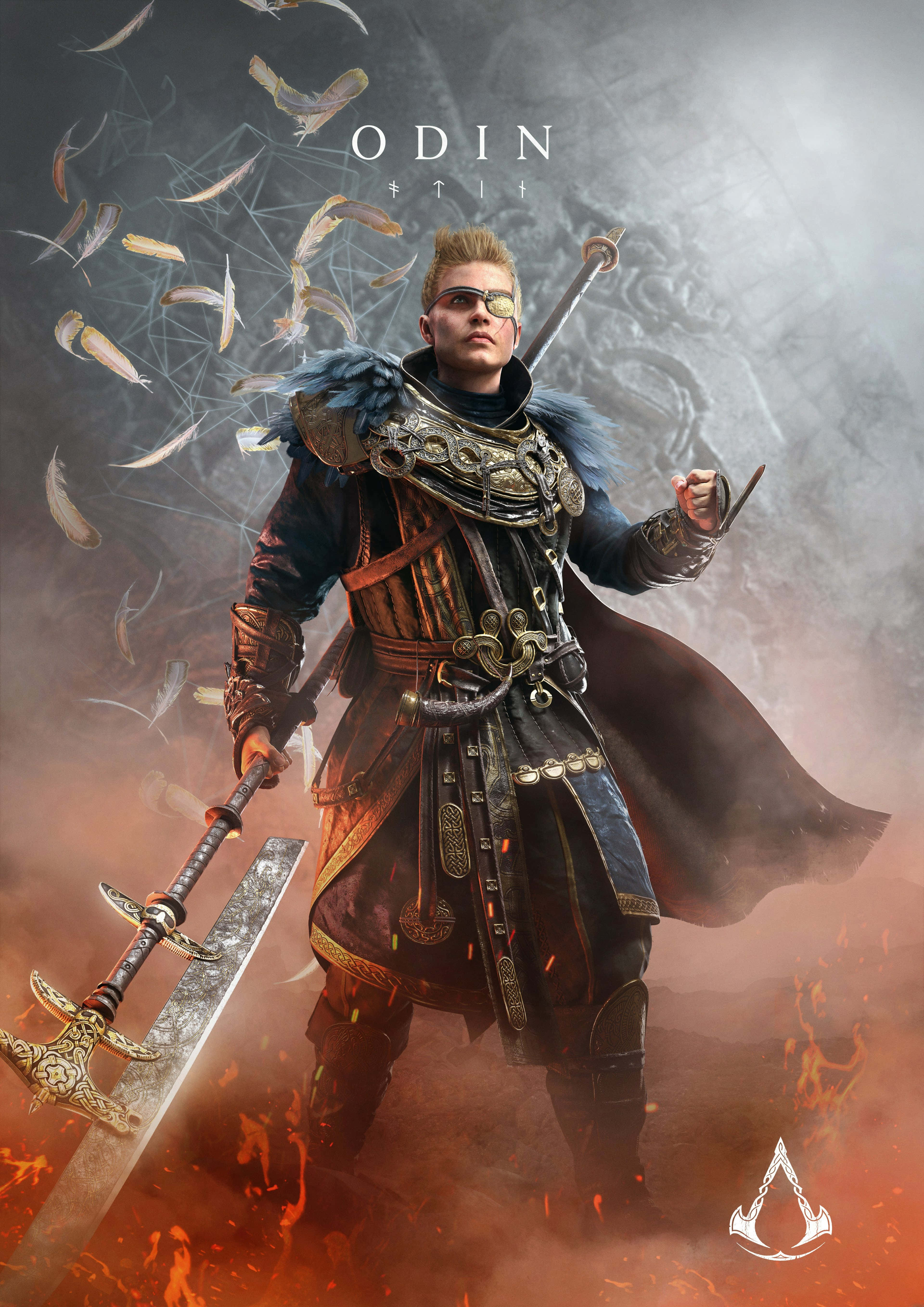 Odin, sword, staff, 5K Phone Wallpaper