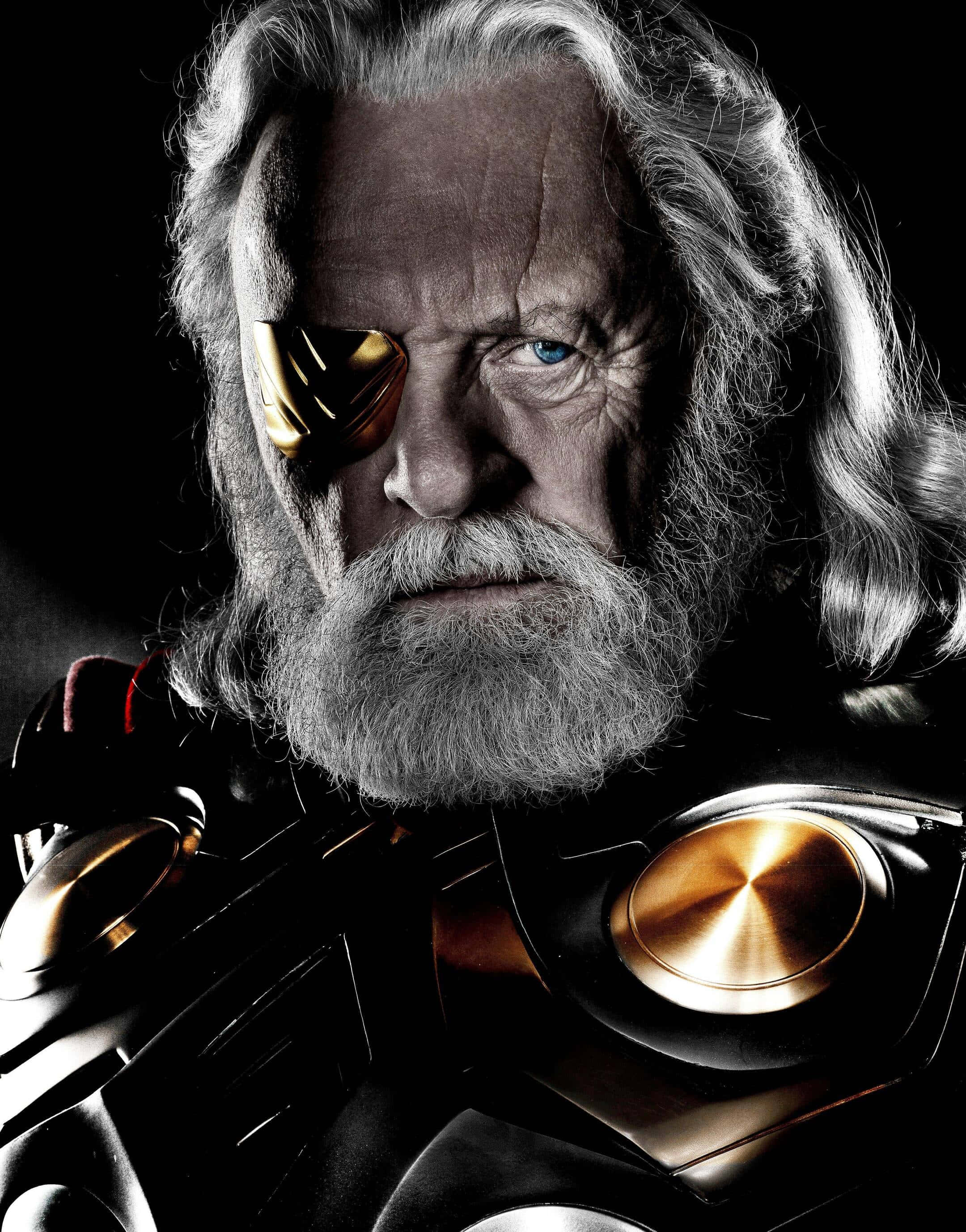Odin, golden eye patch, armored chestplate, 2K Phone Wallpaper