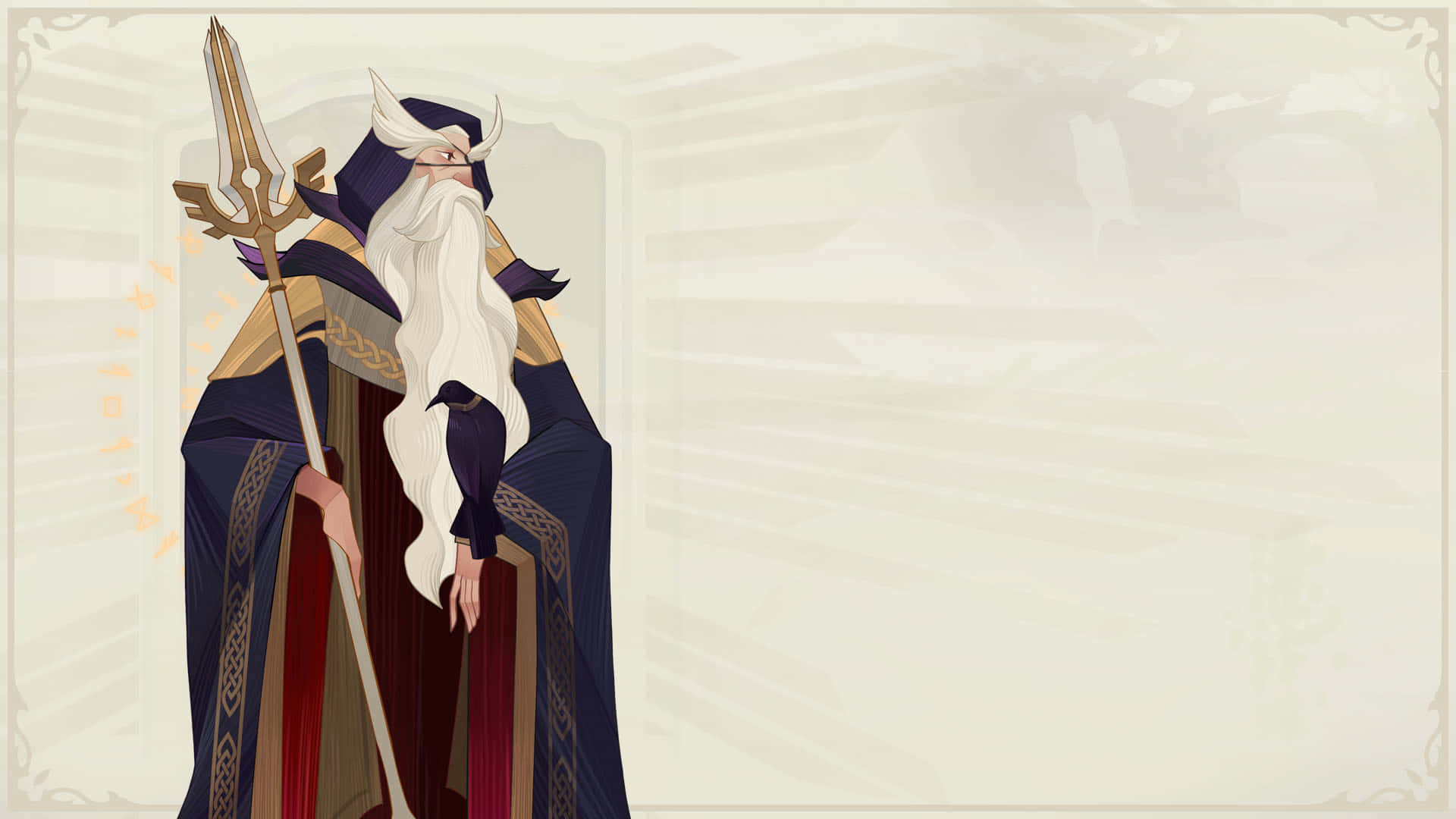 Odin, horned helmet, trident staff, Full HD Desktop Wallpaper