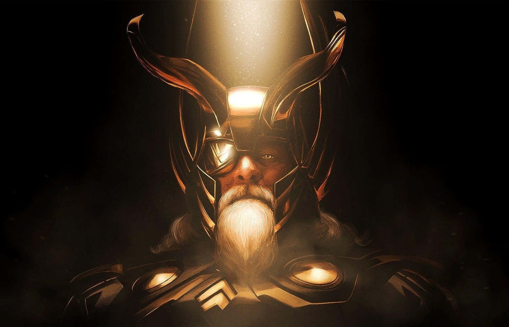Odin, glowing golden horns, glowing golden beard, HD Desktop Wallpaper