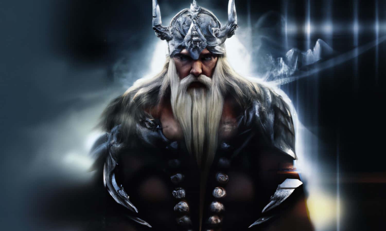 Odin, horned helmet, fur-lined armor, HD Desktop Wallpaper