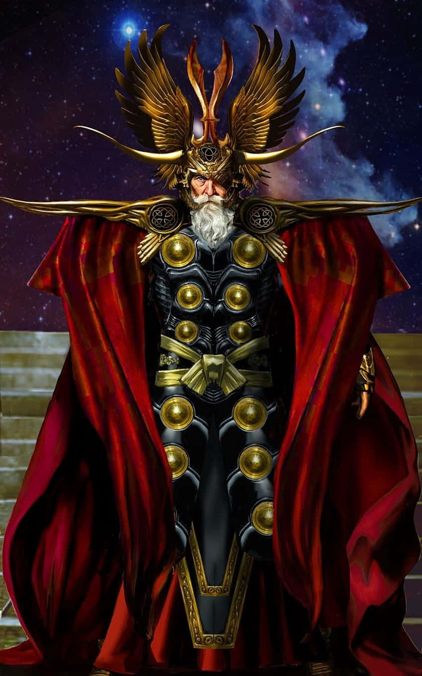 Odin, golden armor, red cape, HD Phone Wallpaper