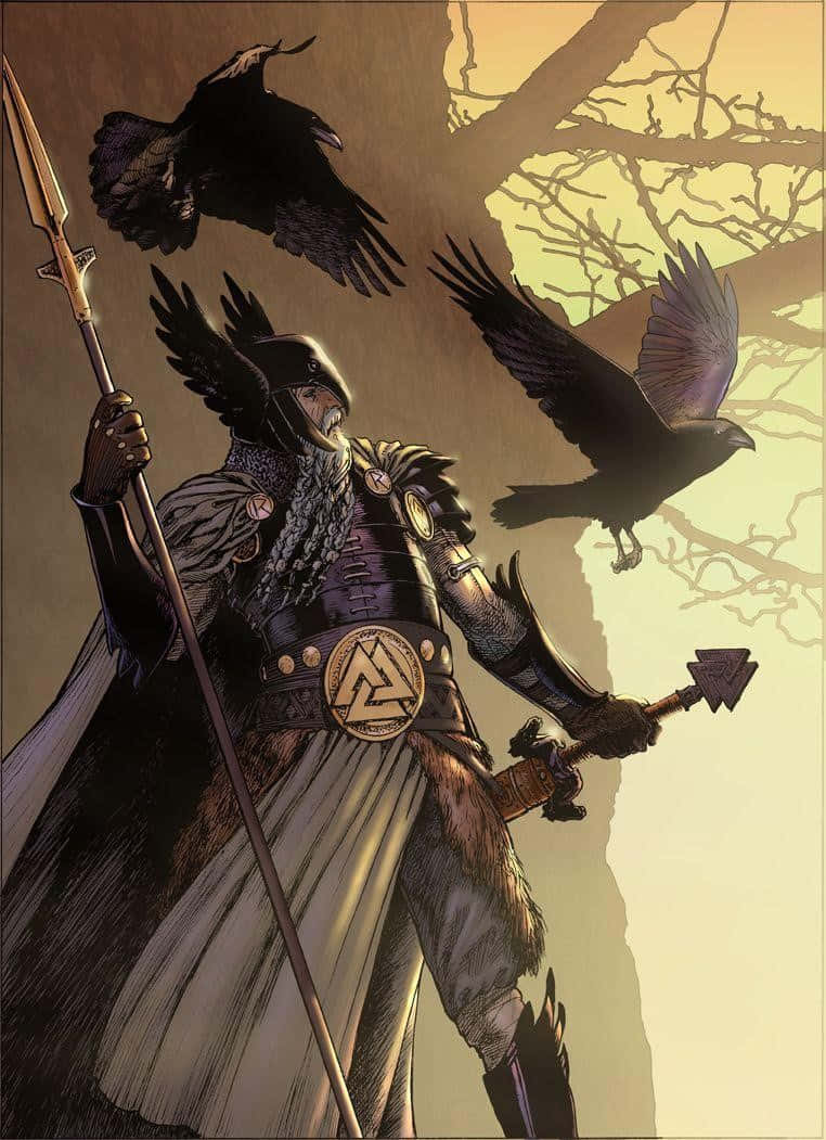 Odin, ravens, dark armor, SD Phone Wallpaper