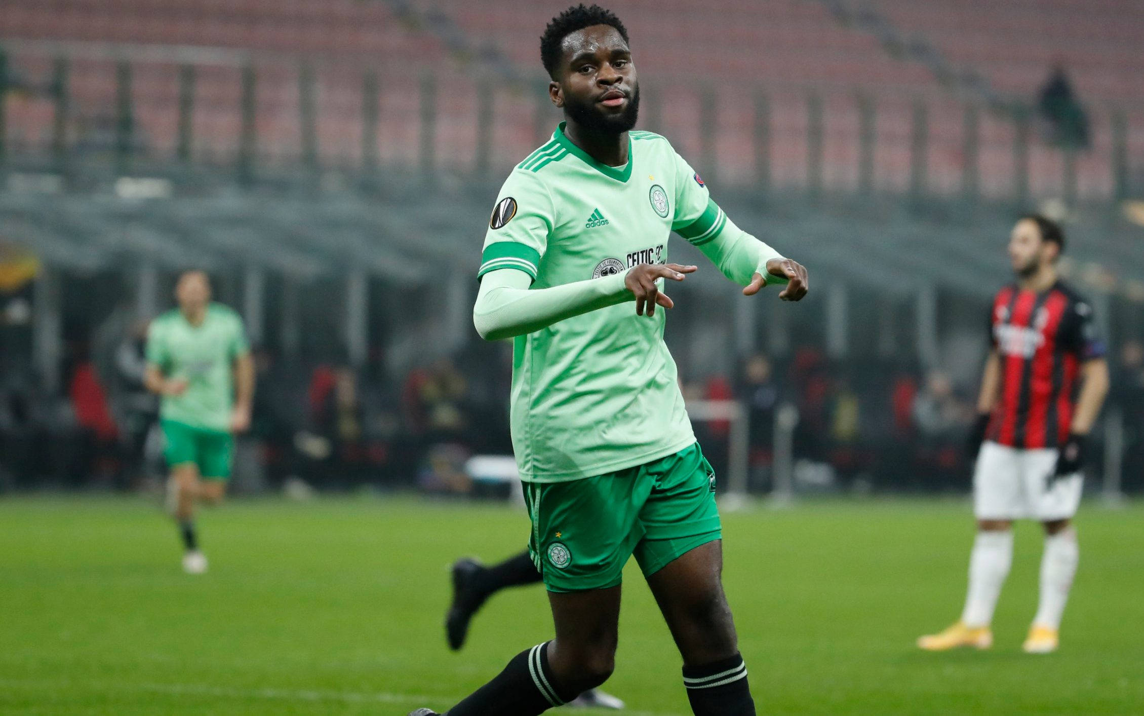 Odsonne Edouard, green long sleeves, stadium field, Full HD Desktop Wallpaper