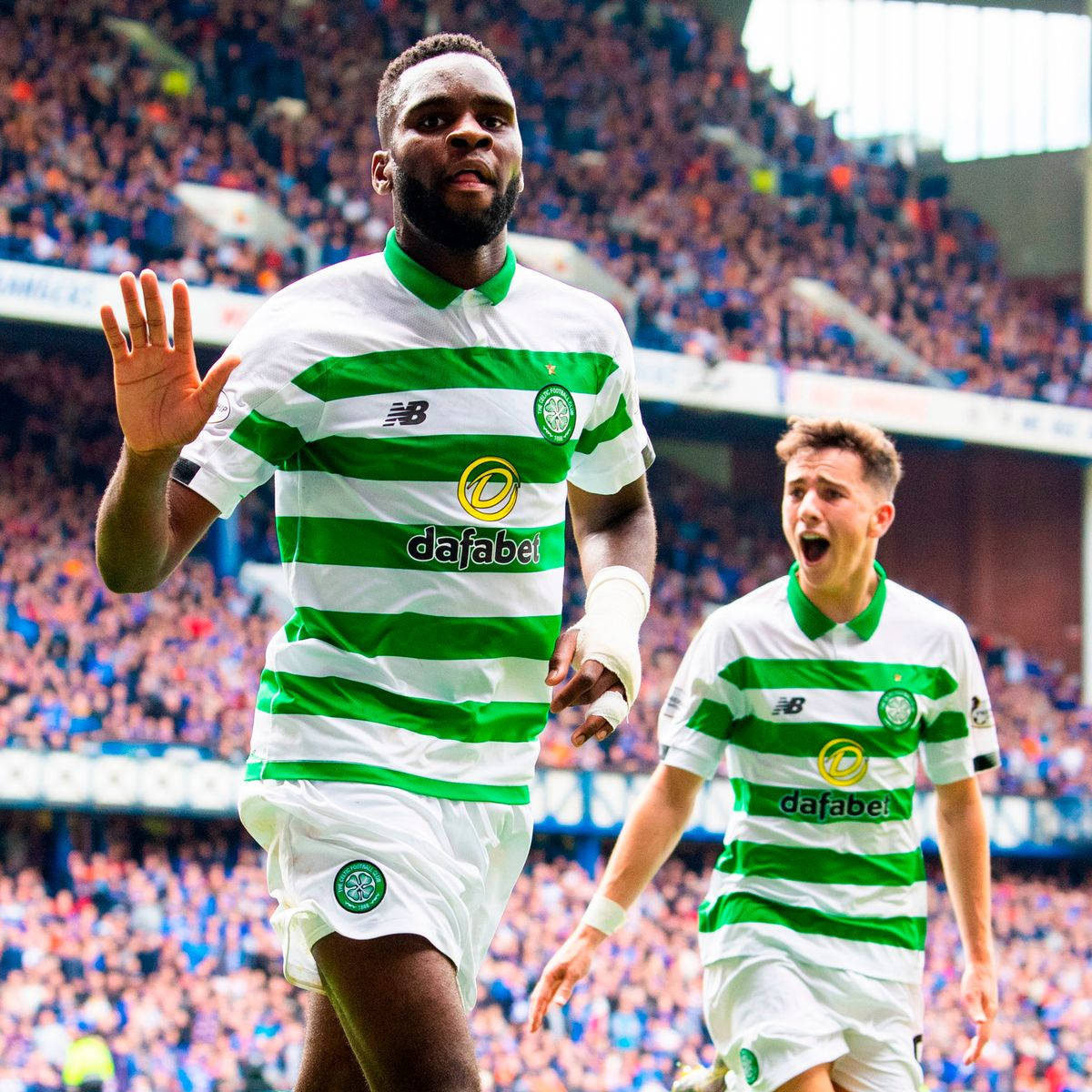 Odsonne Edouard, Celtic football players, green and white striped kits, SD Desktop Wallpaper