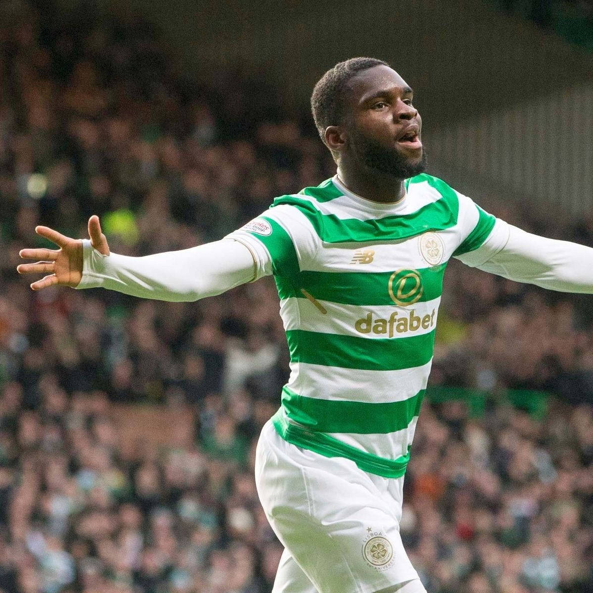 Odsonne Edouard, green and white striped jersey, stadium, SD Desktop Wallpaper