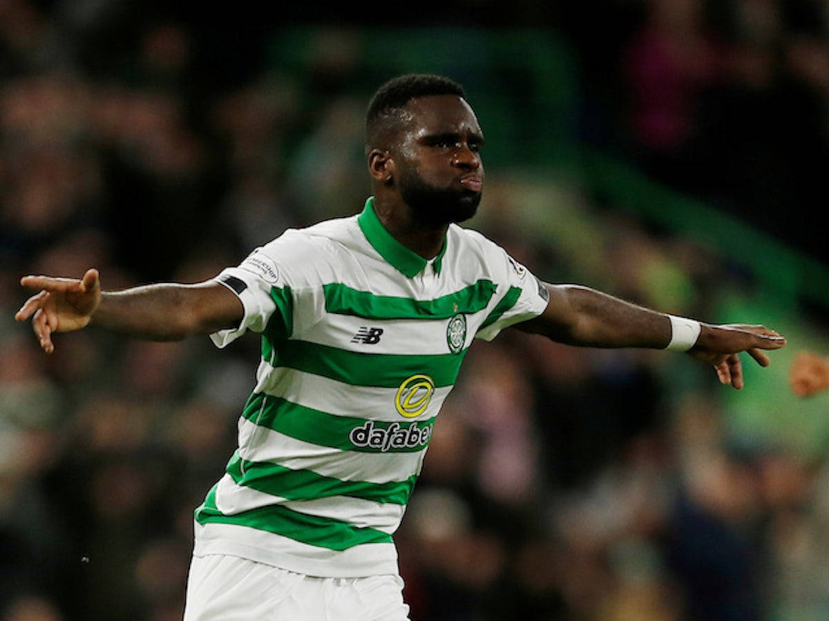 Odsonne Edouard, green and white striped jersey, stadium lights, SD Desktop Wallpaper