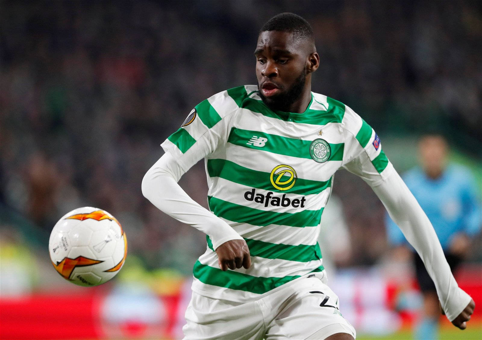 Odsonne Edouard, green and white stripes, night match, HD Desktop Wallpaper