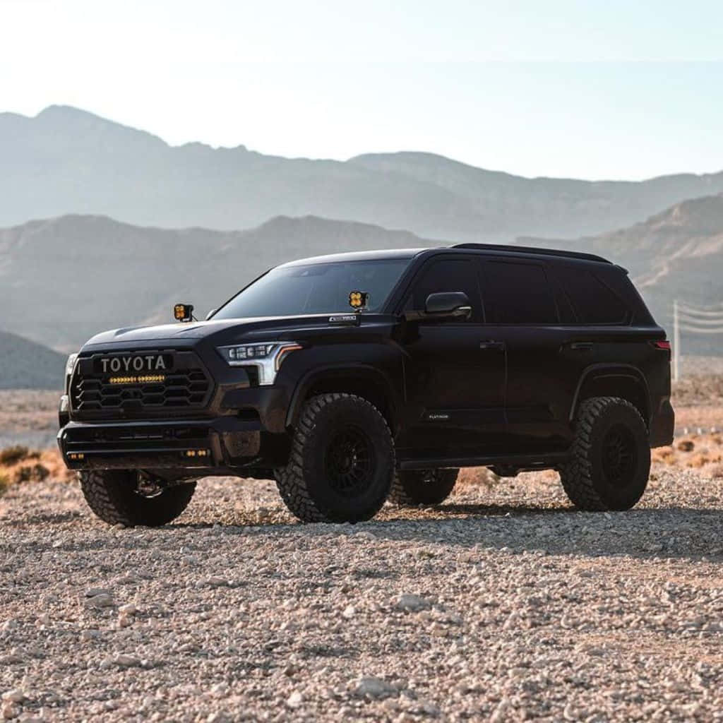 matte black, Toyota SUV, oversized tires, SD Desktop Wallpaper