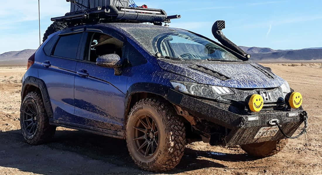 blue Honda SUV, mud, vast desert, SD Desktop Wallpaper