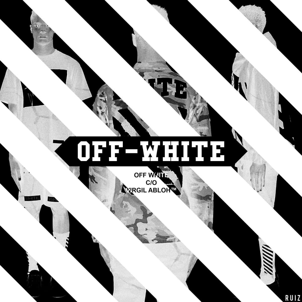 Off White, black and white diagonal stripes, fragmented monochrome images, SD Desktop Wallpaper
