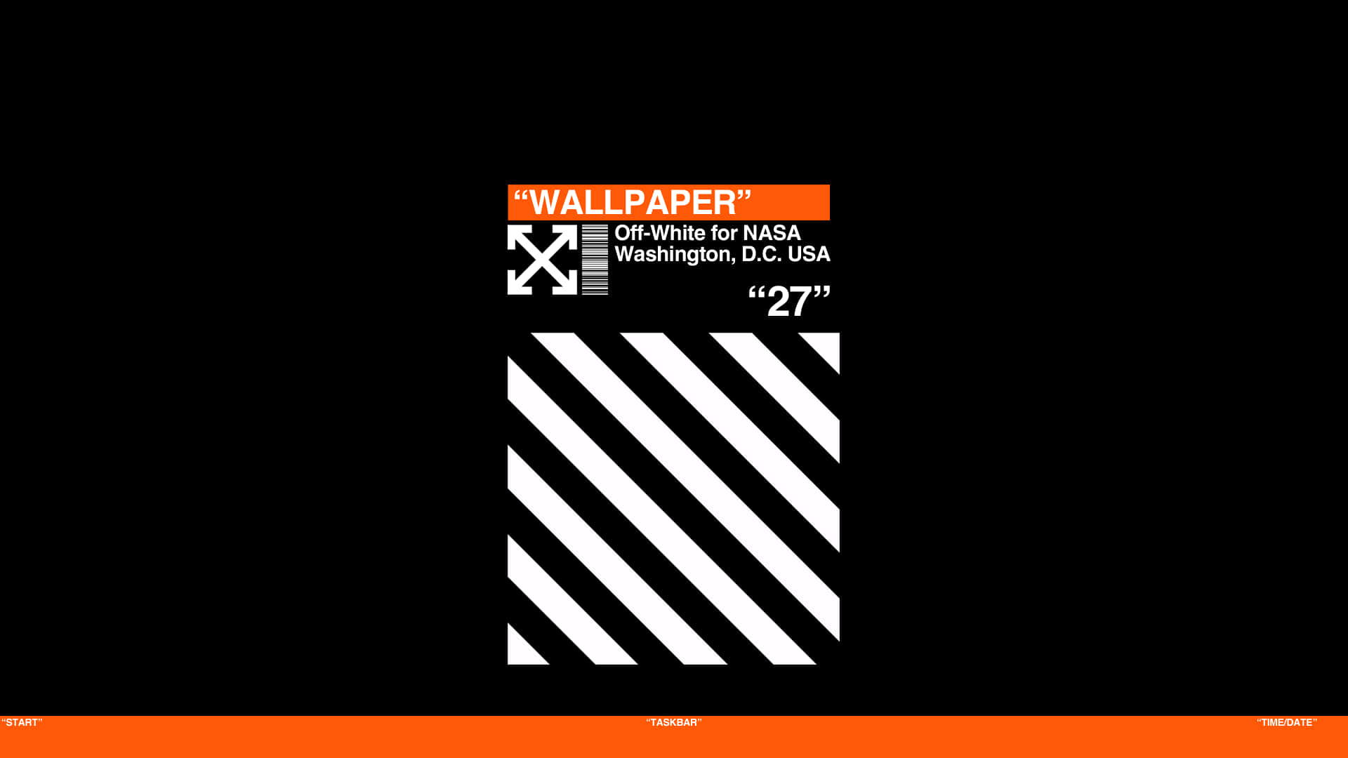Off White Desktop, black background, orange bars, Full HD Desktop Wallpaper