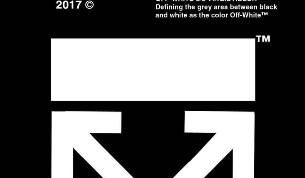 Off White Desktop, black and white graphic, stylized arrow logo, SD Desktop Wallpaper