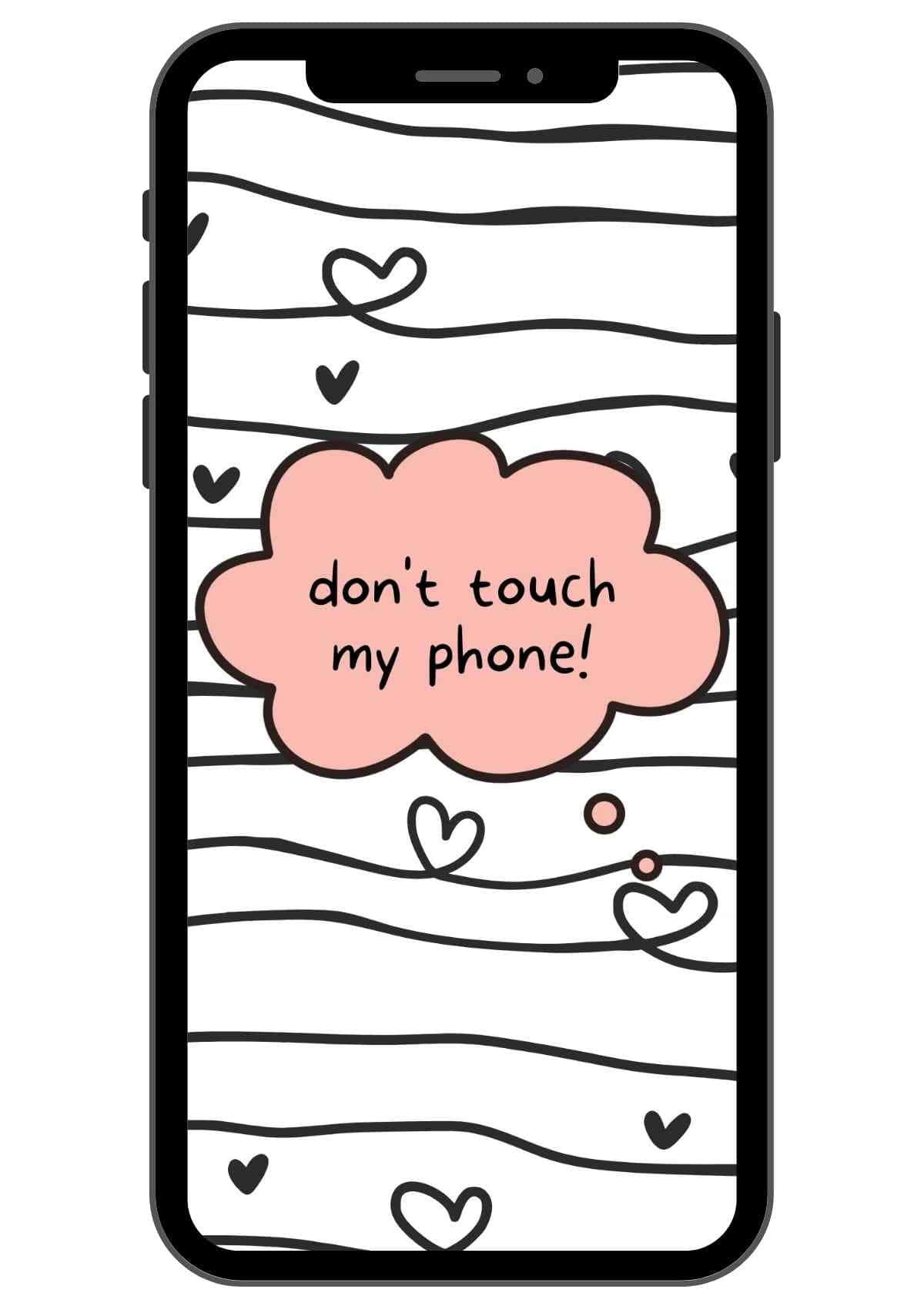 iPhone, wavy black lines, hearts, HD Phone Wallpaper