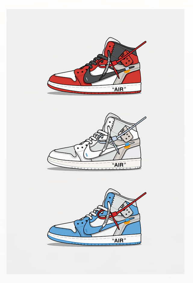 Off White Jordan 1, red white and blue, high-top sneakers, SD Phone Wallpaper