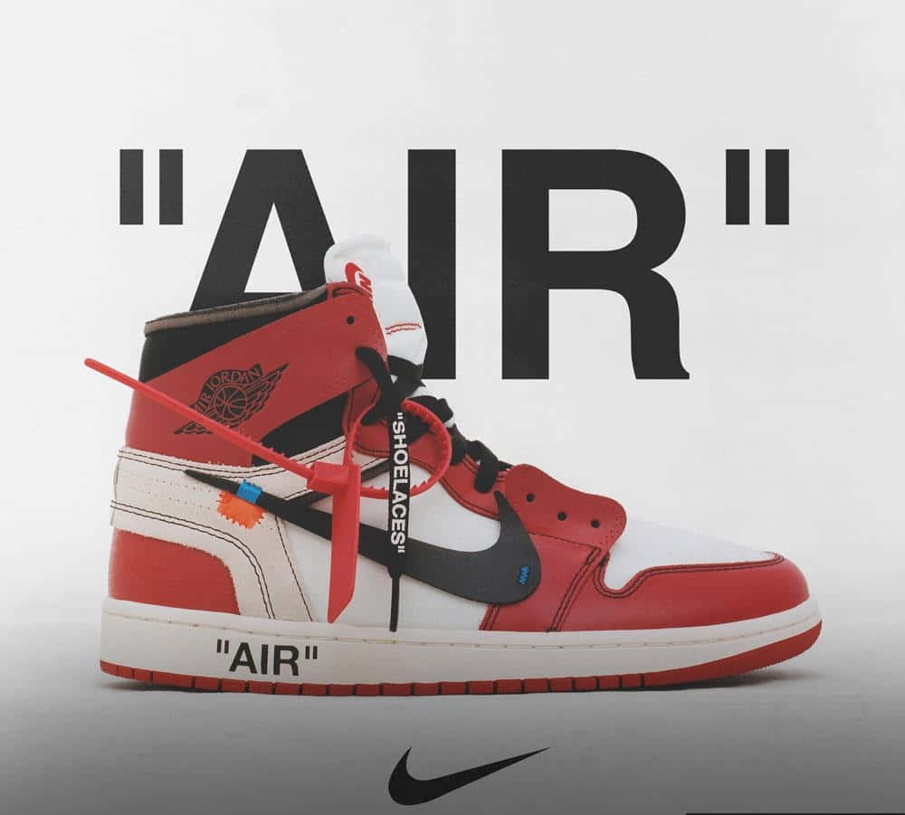 Off White Jordan 1, red white and black, high-top sneaker, SD Desktop Wallpaper