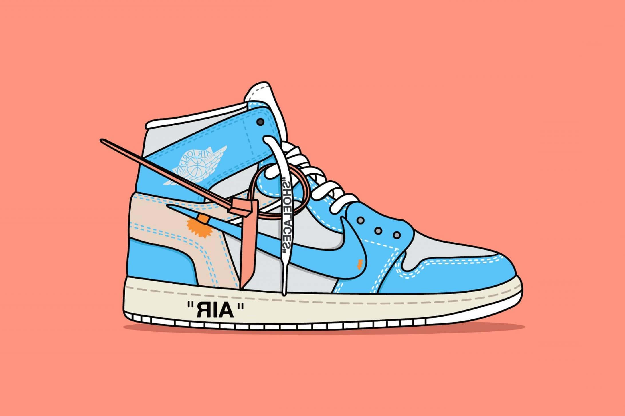 Off White Jordan 1, blue, white, Full HD Desktop Wallpaper