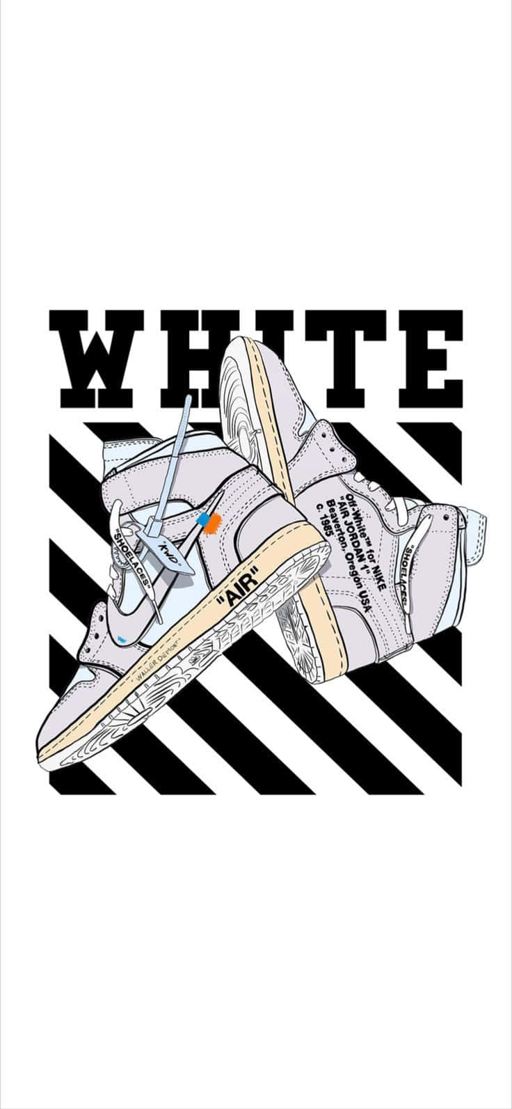 Off White Jordan 1, white high-top sneakers, black diagonal stripes, HD Phone Wallpaper