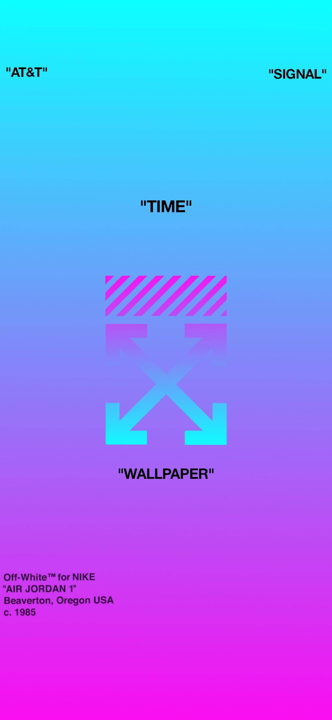 Off White Logo, retro wave colors, gradient pink to blue, Full HD Phone Wallpaper