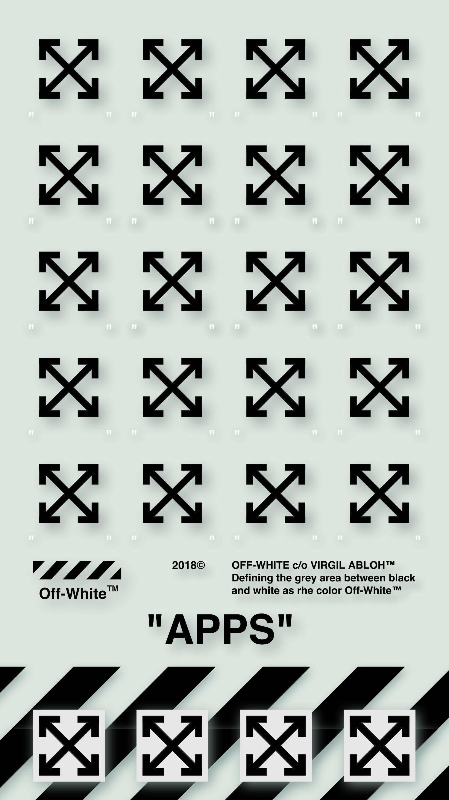 Off White Logo, black arrowhead logos, pale green, 2K Phone Wallpaper