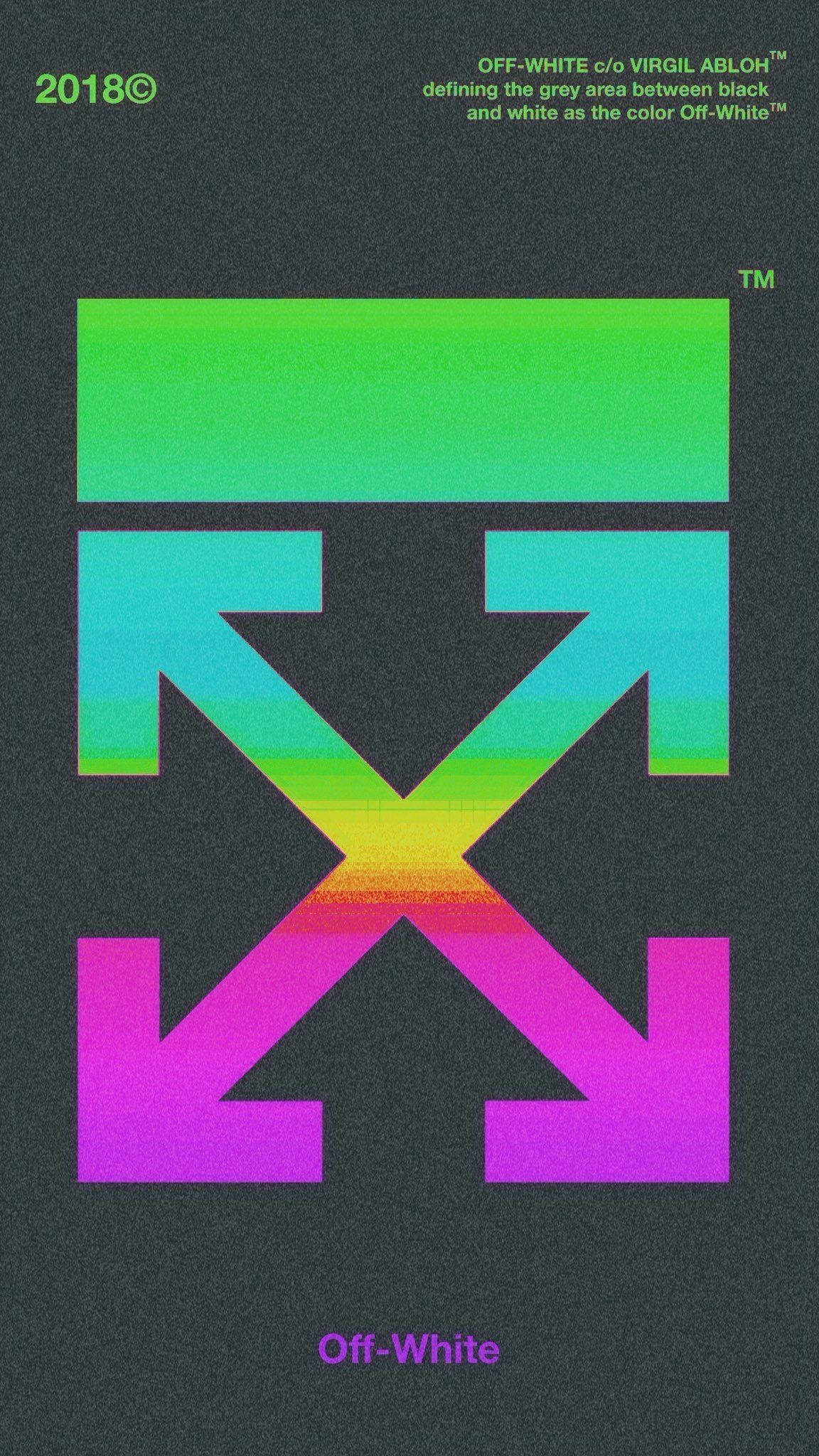 Off White Logo, vintage VHS, four arrows forming an X, Full HD Phone Wallpaper