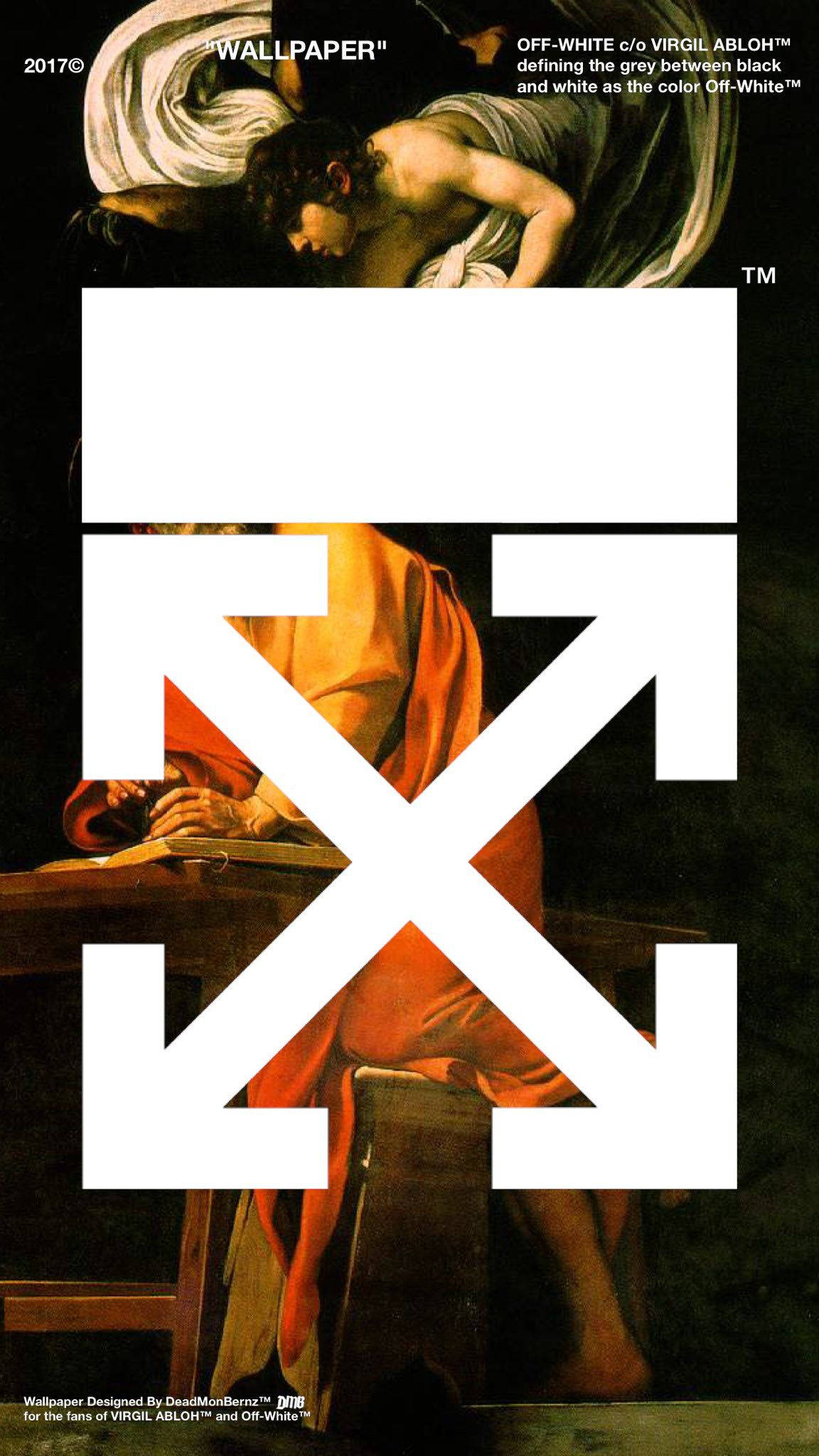 Off White Logo, classical painting, draped figure, Full HD Phone Wallpaper