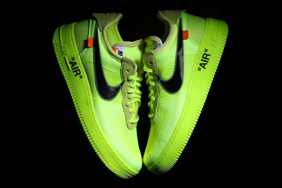 Off White Shoes, neon green, black swoosh, SD Desktop Wallpaper
